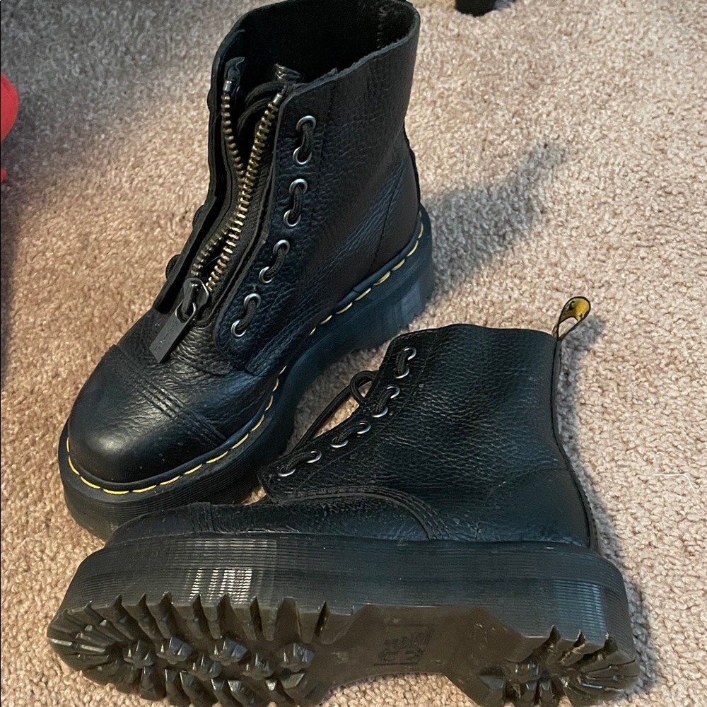 Black Leather Combat Boots